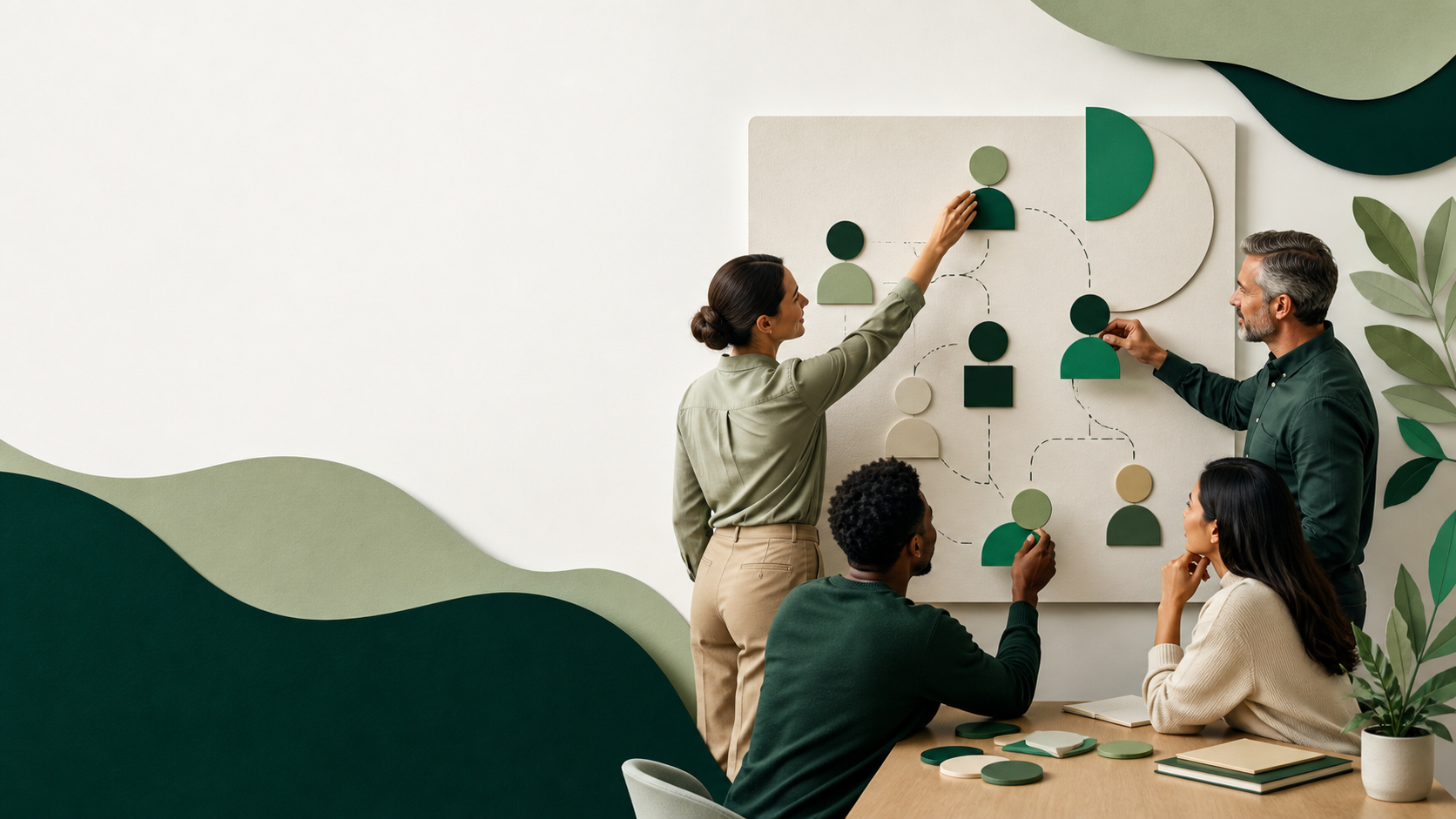 Ilustração padrão da Mentae para o artigo Reorganização de equipes: como prevenir riscos psicossociais.