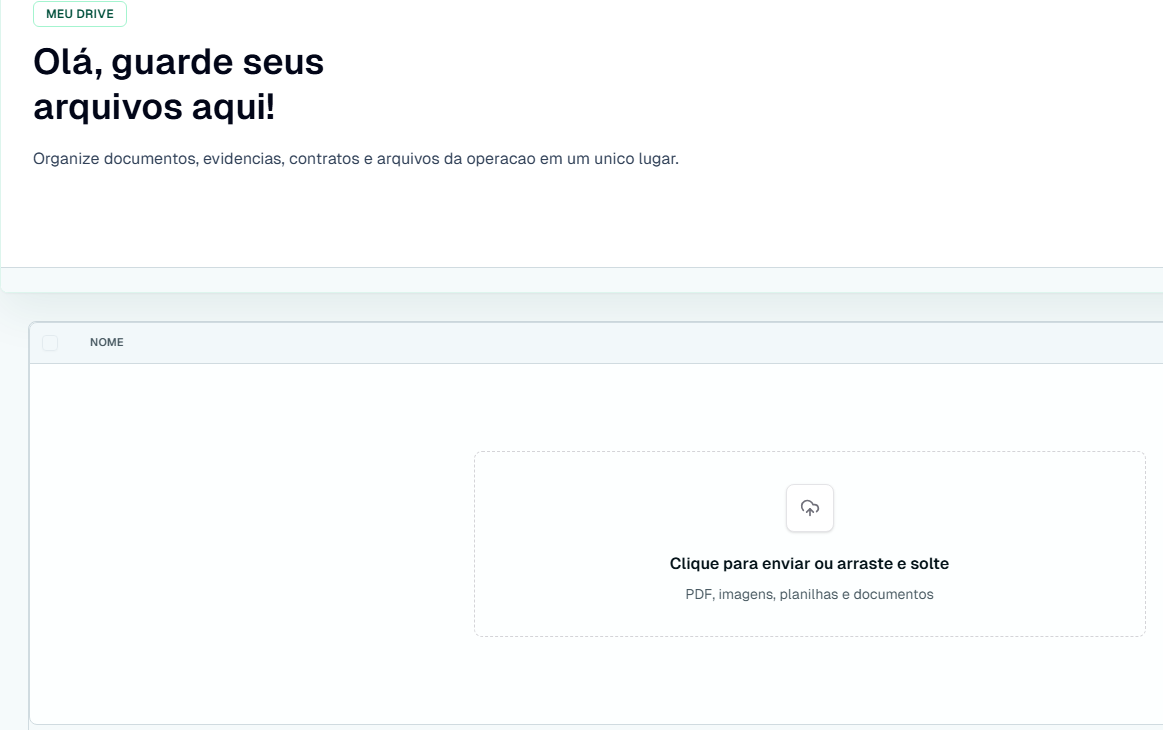 Tela do Drive de evidências do Mentae Shield